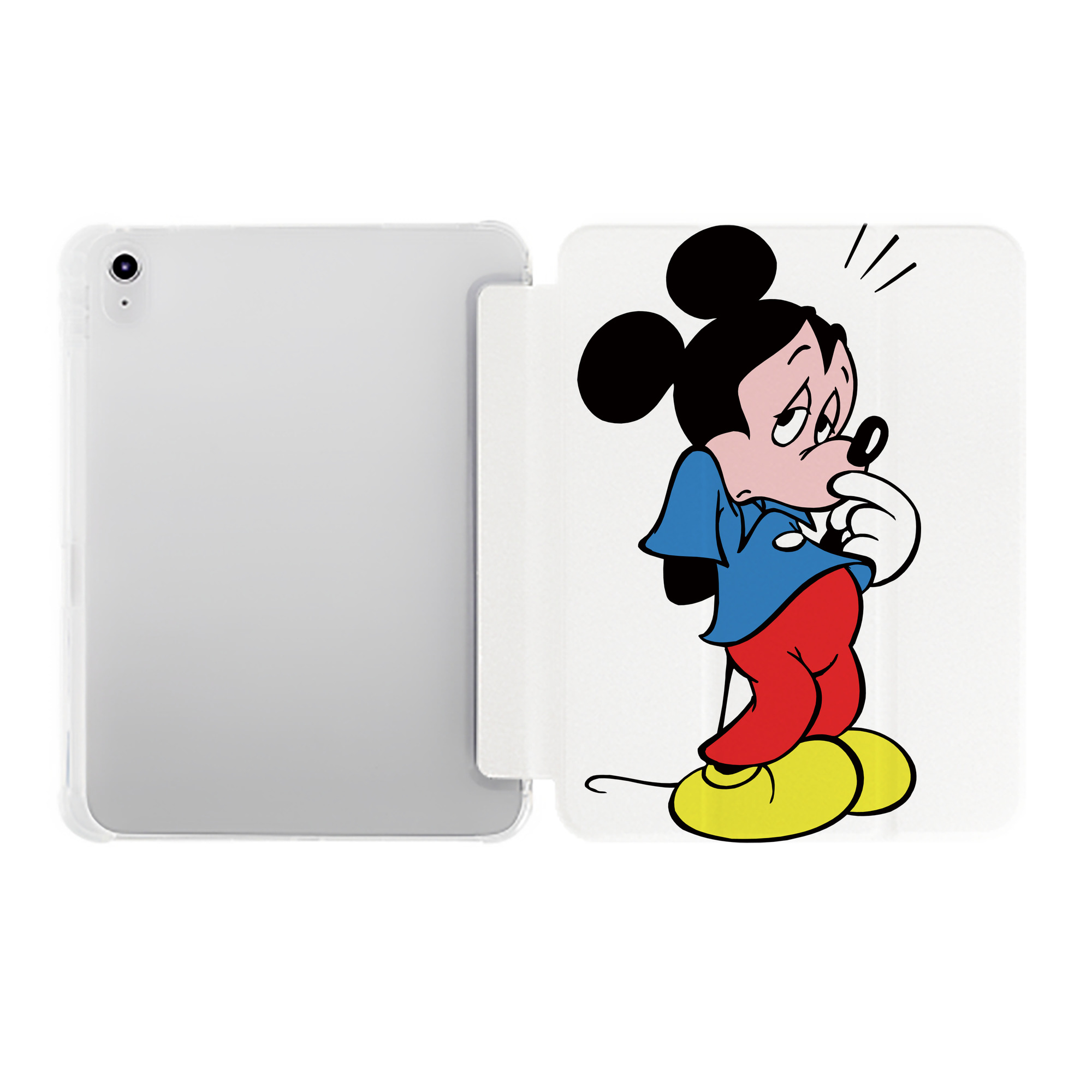 （画像用） ミッキーマウス Mickey Mouse IPad ケース ペン収納付き 三つ折りスタンド PUレザー×シリコン 対応機種9.5/10.5/10.9インチ